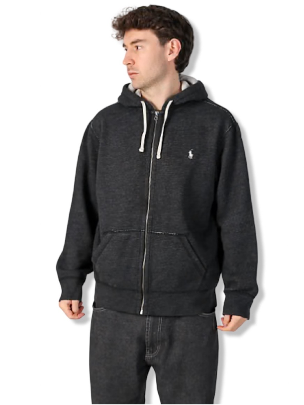 Polo Ralph Lauren Cotton-Blend-Fleece Hoodie in Black Marl Heather